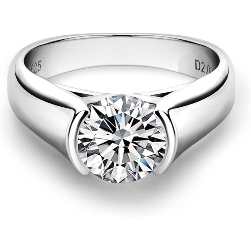 18k Bezel Diamond Moissanite Vintage Ring